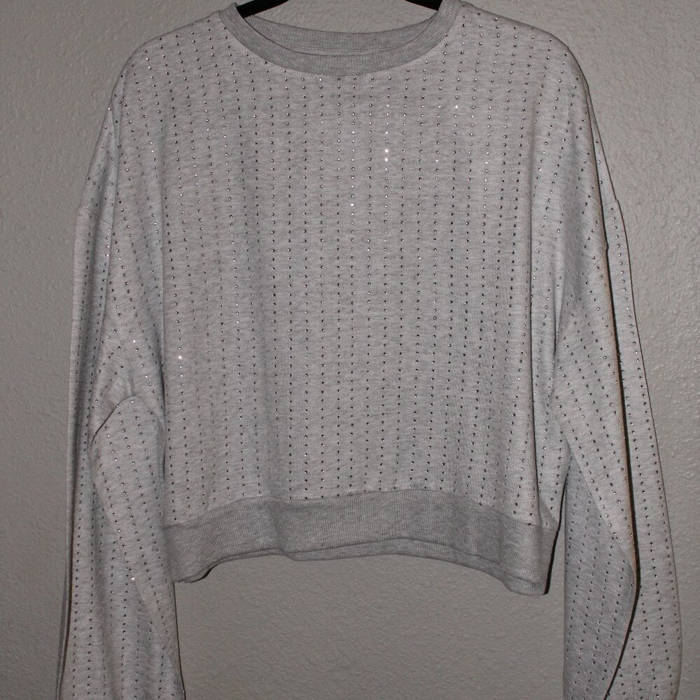 Topshop Rhinestone Crop Crew